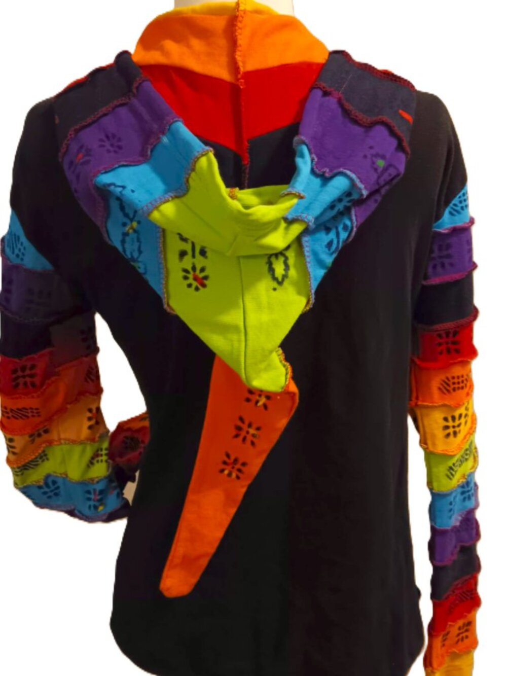 EZ HIPPIE HOODIE SIZE L, MADE IN NEPAL, 100% COTTON HAPPY, COLORFUL.